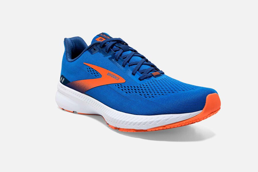 Brooks Israel Launch 8 Road Running Shoes Mens - Blue/Orange - GTA-426053